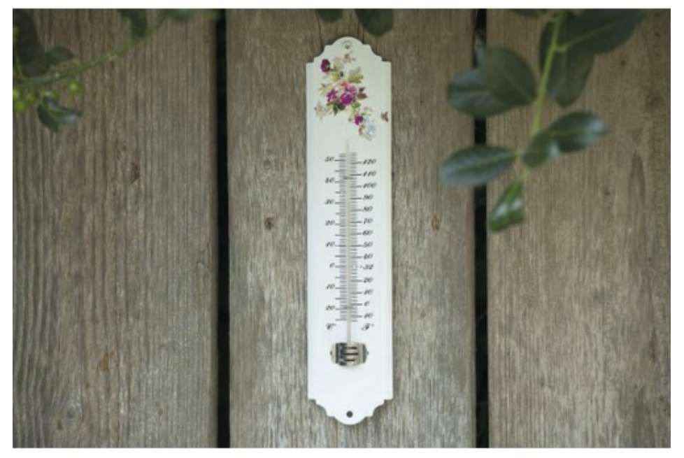 Metalen\u0020Muurthermometer\u002030cm\u0020Bloemen\u0020Wit\u0020voor\u0020Binnen\u0020en\u0020Buiten