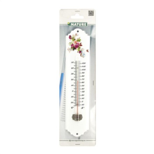 Metalen\u0020Muurthermometer\u002030cm\u0020Bloemen\u0020Wit\u0020voor\u0020Binnen\u0020en\u0020Buiten