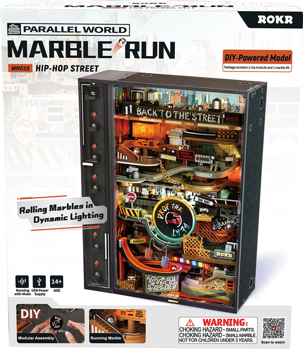 Robotime\u0020Knikkerbaan\u0020Marble\u0020Run\u0020Hip\u002DHop\u0020Street\u0020Bouwpakket\u0020Cadeautip