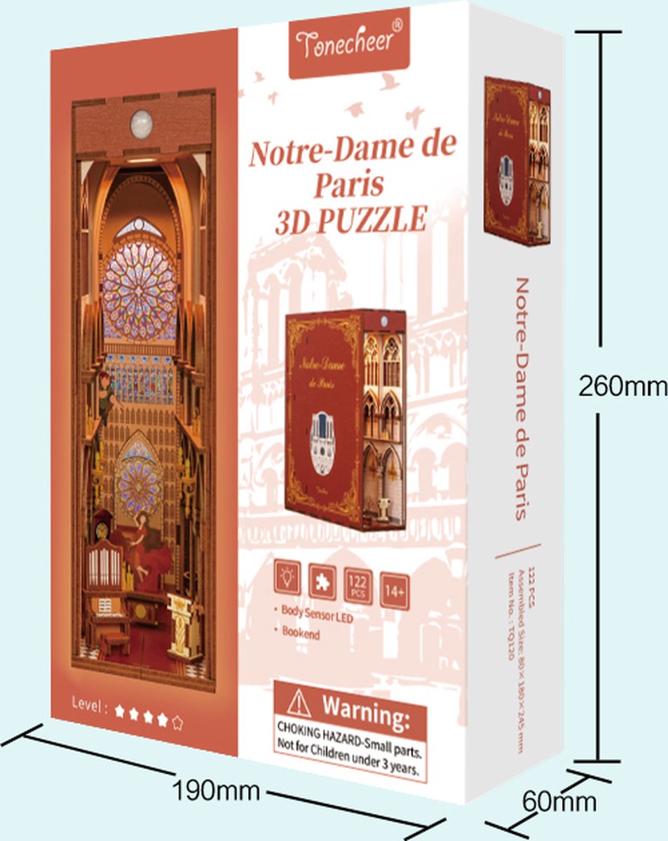 Tone\u002DCheer\u0020BookNook\u0020Notre\u002DDame\u0020Parijs\u0020DIY\u0020Modelbouw\u0020Knutselen