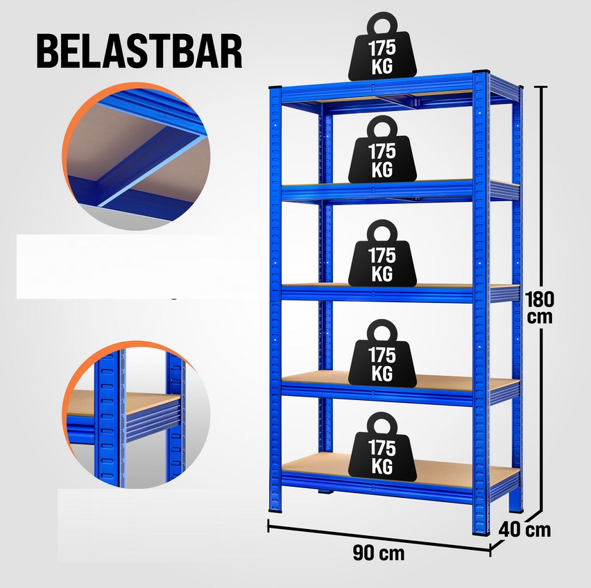 Metalen\u0020Opbergrek\u0020tot\u0020875kg\u0020blauw\u0020Set\u00202\u0020Stuks