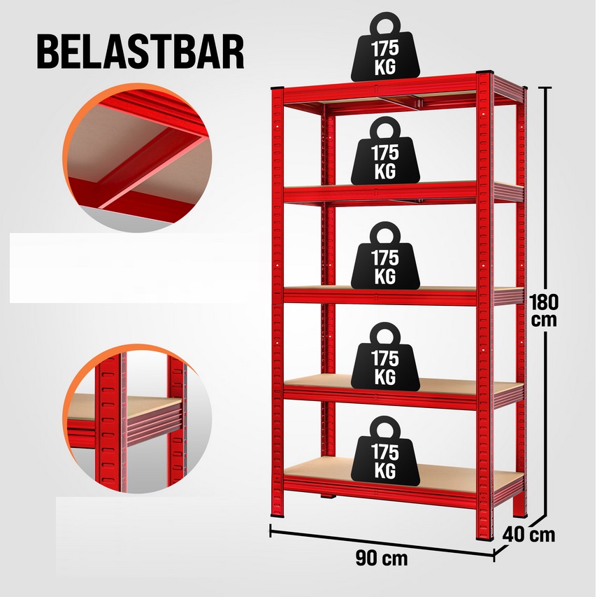 Metalen\u0020Opbergrek\u0020tot\u0020875kg\u0020rood\u0020Set\u0020van\u00202\u0020stuks