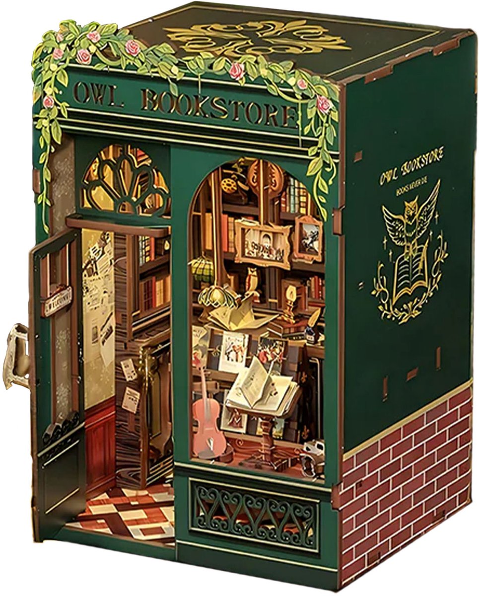 CuteBee\u0020Book\u0020Nook\u0020Owl\u0020Bookstore\u0020\u2013\u0020Houten\u00203D\u0020Puzzel\u0020DIY\u0020Bouwpakket\u0020voor\u0020Volwassenen\u0020\u2013\u0020Decoratieve\u0020Boekensteun
