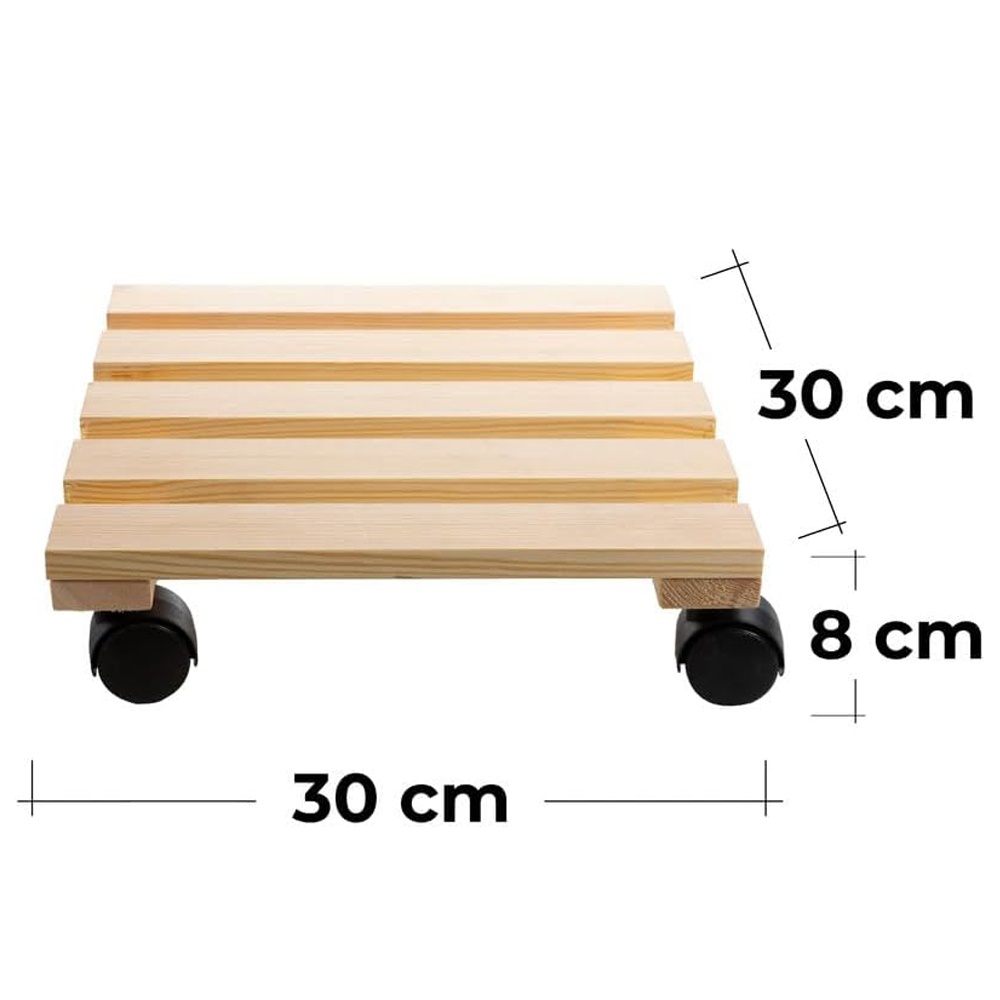 Cti\u0020Plantenroller\u0020\u002D\u0020Plantentrolley\u0020\u002D\u0020Voor\u0020binnen\u0020en\u0020buiten\u0020\u002D\u0020draagvermogen\u0020tot\u002080\u0020kg\u0020\u002D\u0020vierkant\u002Dvurenhout\u0020\u002D\u002030x30cm