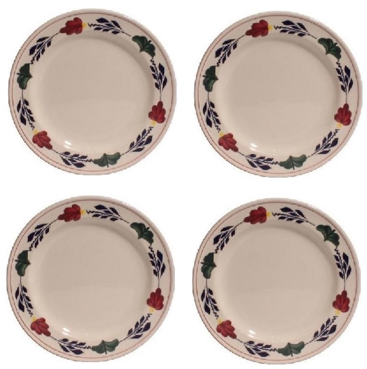 Boerenbont\u0020plat\u0020Lunchbord\u002024cm\u0020set\u0020van\u00204\u0020stuks