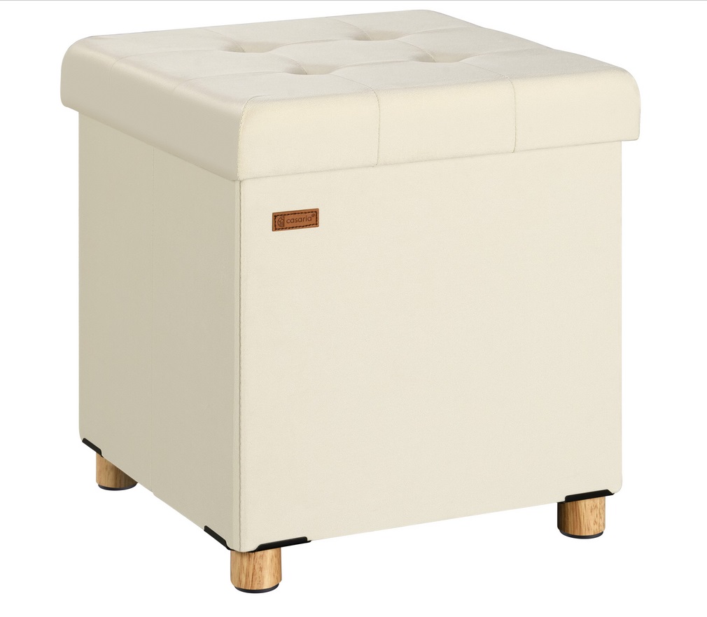 Poef\u0020Beige\u0020Fluweel\u002042x38x38cm\u0020inklapbaar