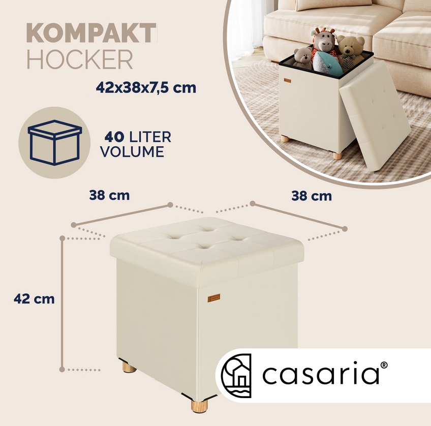 Poef\u0020Beige\u0020Fluweel\u002042x38x38cm\u0020inklapbaar