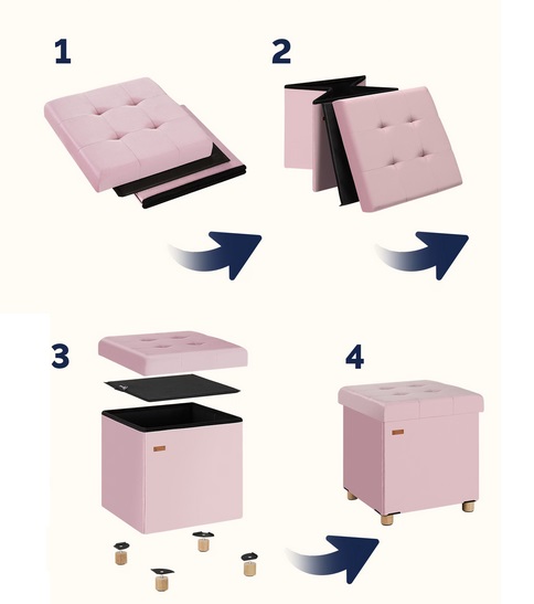 Poef\u0020Roze\u0020Fluweel\u002042x38x38cm\u0020inklapbaar