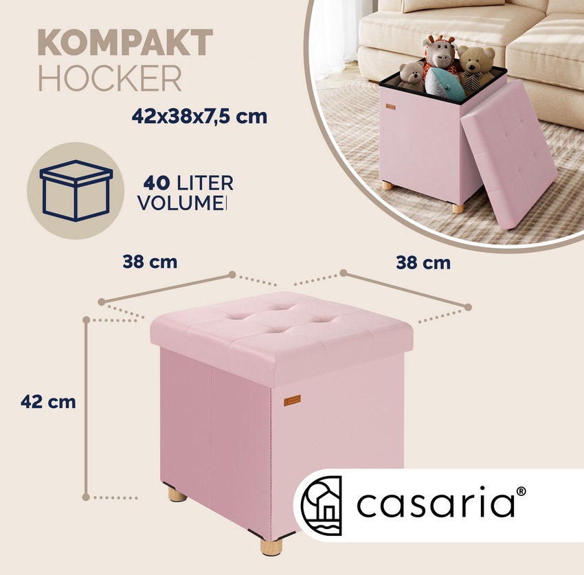 Poef\u0020Roze\u0020Fluweel\u002042x38x38cm\u0020inklapbaar