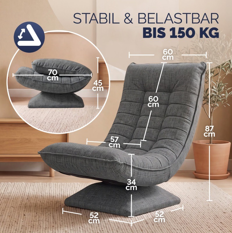 Fauteuil\u0020Aberdeen\u0020grijs\u0020ribstof\u00205\u002Dstanden\u0020verstelbaar\u0020360\u00B0\u0020draaibaar\u0020opvouwbaar