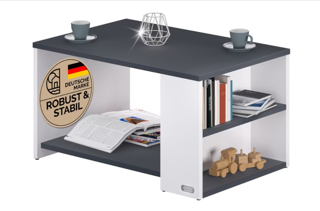 Salontafel\u0020Santa\u0020Cruz\u0020Wit\u0020Antraciet\u002090x60x50cm