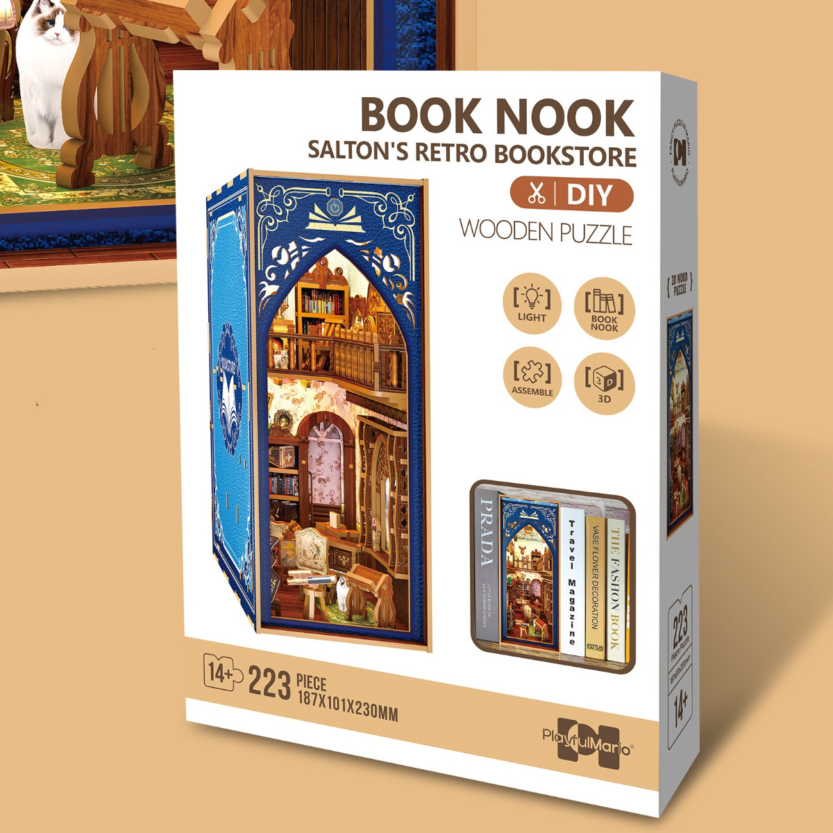 PlayfulMario\u0020BookNook\u0020Salton\u0020Bookstore\u0020met\u0020verlichting\u0020Modelbouw\u0020223\u0020Onderdelen