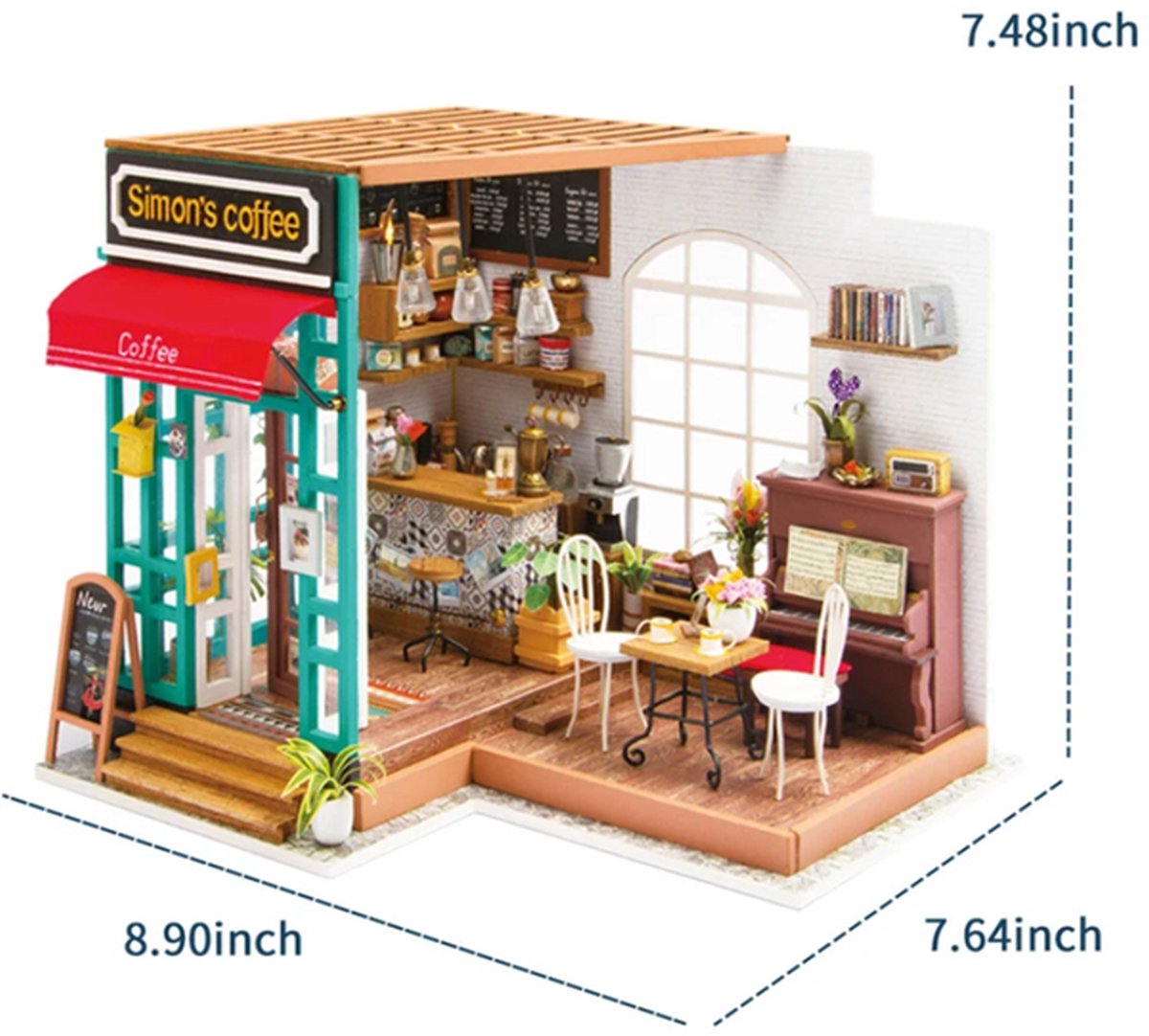 Robotime\u0020Miniatuur\u0020bouwpakket\u0020Simons\u0020Koffie\u0020met\u0020LED\u0020licht\u0020Knutselen