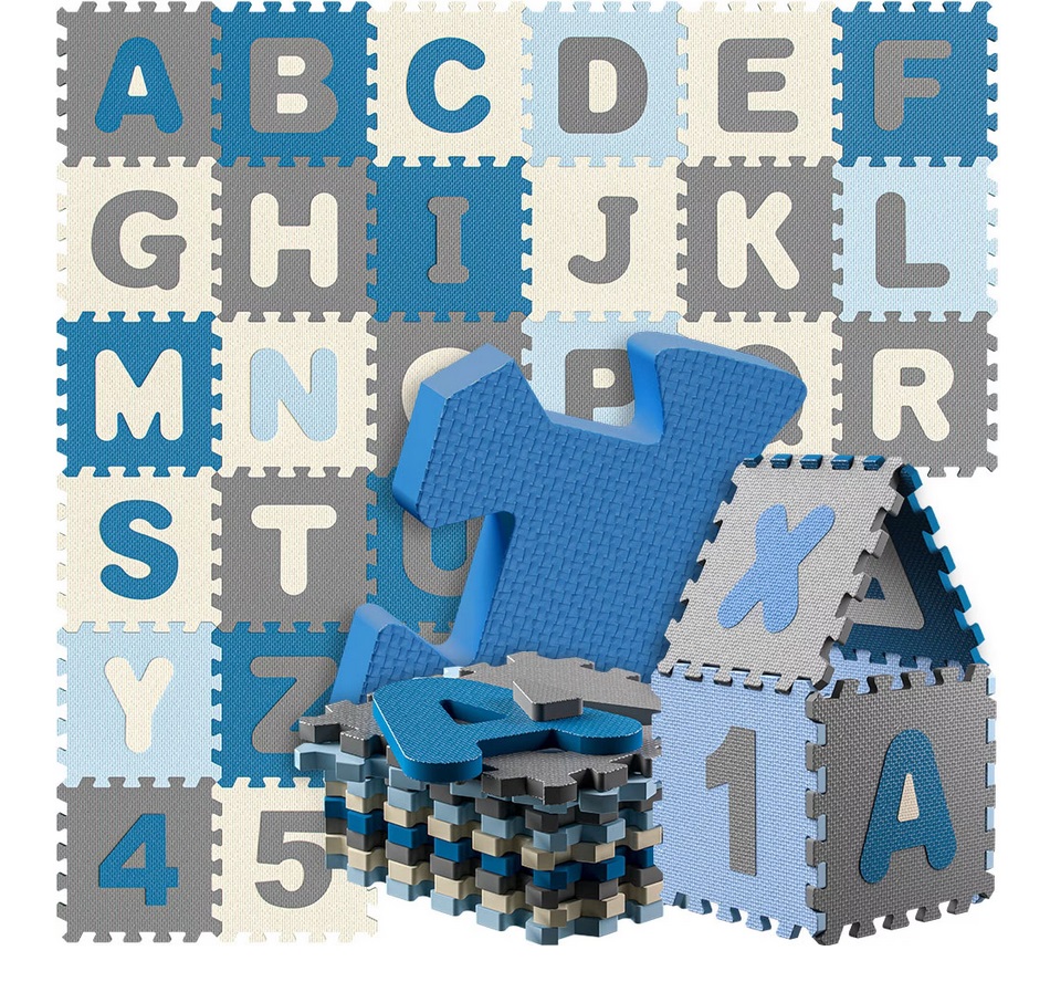 Puzzelmat\u002086\u0020delig\u0020met\u0020getallen\u0020en\u0020letters\u0020Blauw