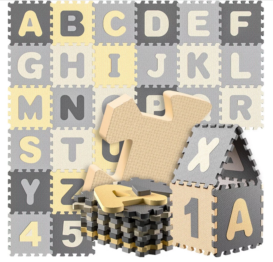 Puzzelmat\u002086\u0020delig\u0020met\u0020getallen\u0020en\u0020letters\u0020Grijs