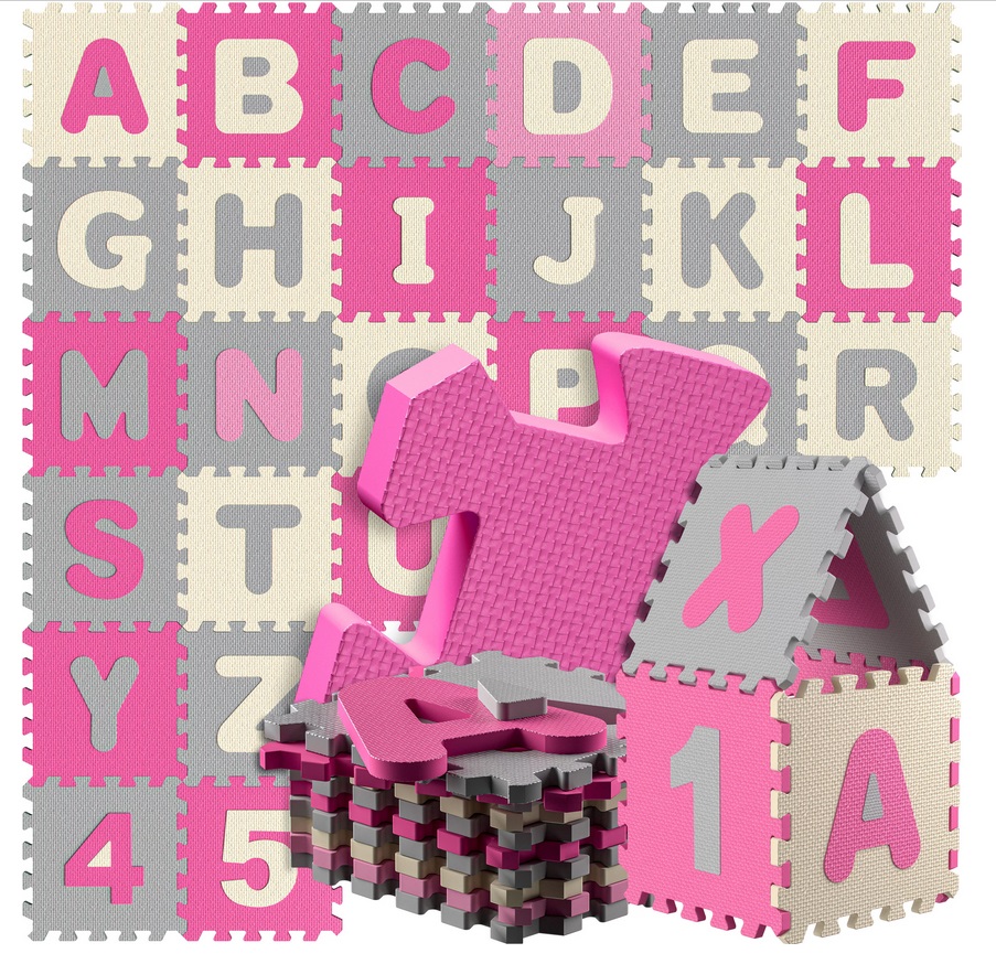 Puzzelmat\u002086\u0020delig\u0020met\u0020getallen\u0020en\u0020letters\u0020Roze