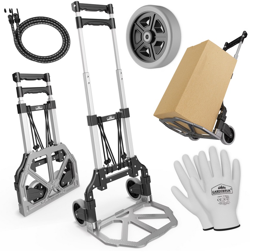 Steekwagen\u0020Zilver\u002FZwart\u0020aluminium\u002080kg\u0020in\u0020hoogte\u0020verstelbaar\u0020