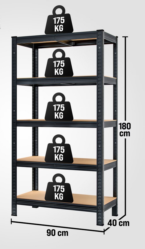 Stellingkast\u0020Zwart\u0020180x90x40cm\u0020set\u00202\u0020stuks