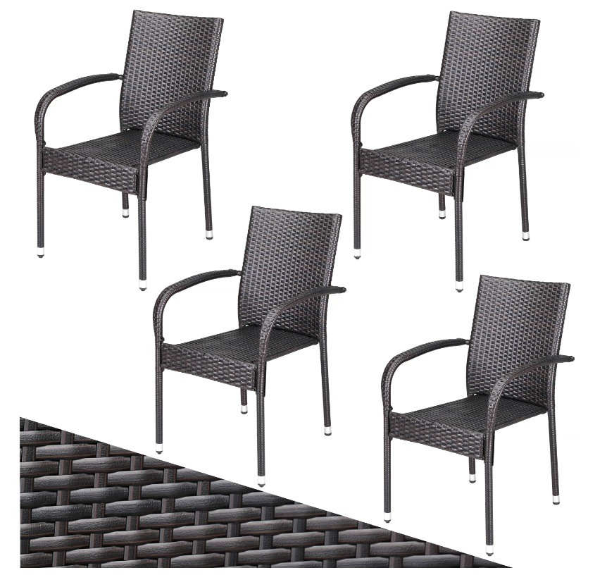 Polyrotan\u0020Tuinstoel\u0020Comfort\u00204\u0020stuks\u0020Bruin