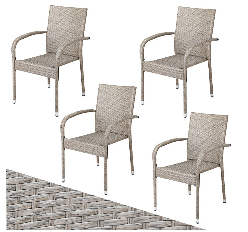 Polyrotan\u0020Tuinstoel\u0020Comfort\u00204\u0020stuks\u0020Cr\u00E8me