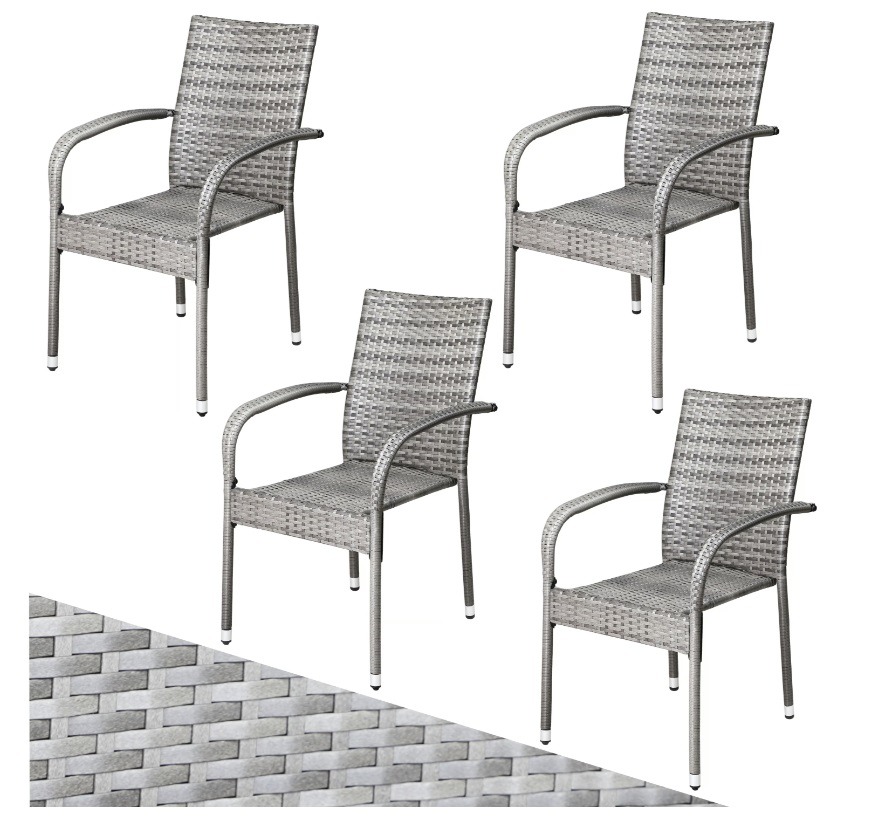 Polyrotan\u0020Tuinstoel\u0020Comfort\u00204\u0020stuks\u0020Grijs