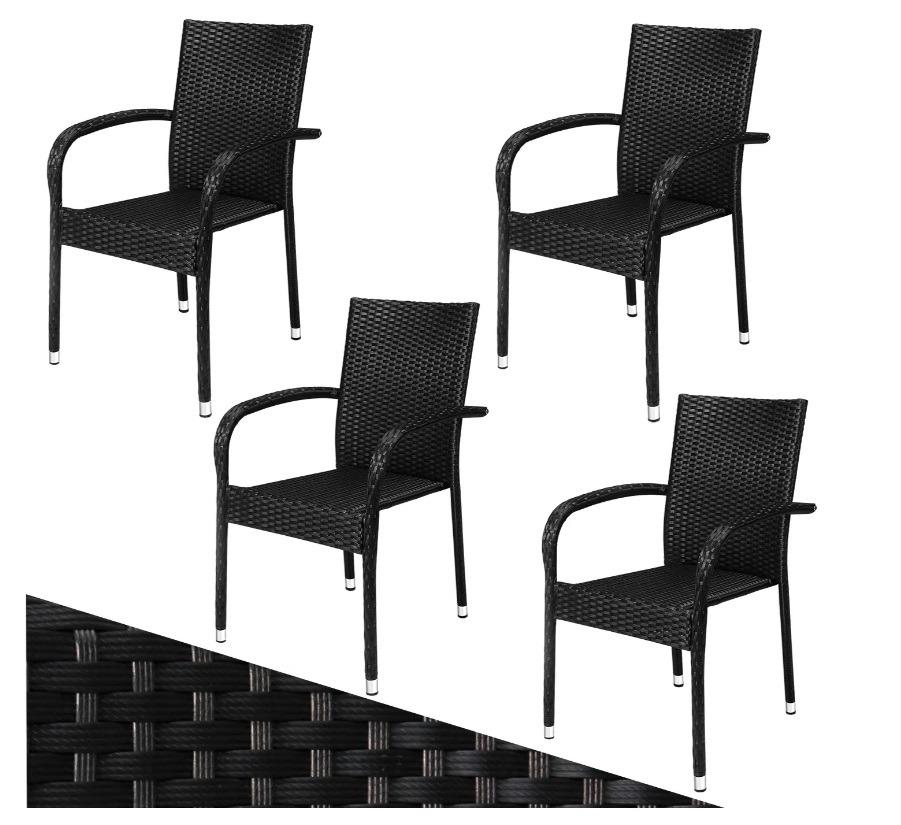 Polyrotan\u0020Tuinstoel\u0020Comfort\u00204\u0020stuks\u0020Zwart