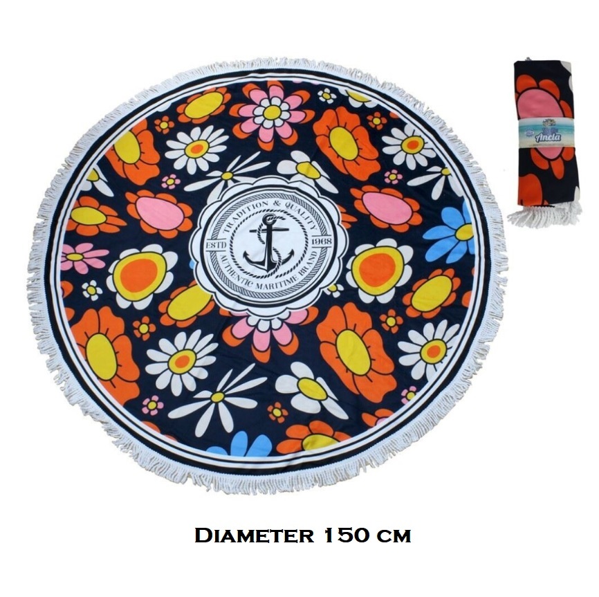 Strandlaken\u0020Rond\u0020polyester\u0020\u002D\u0020diameter\u0020150cm\u0020\u002D\u0020MARITIME