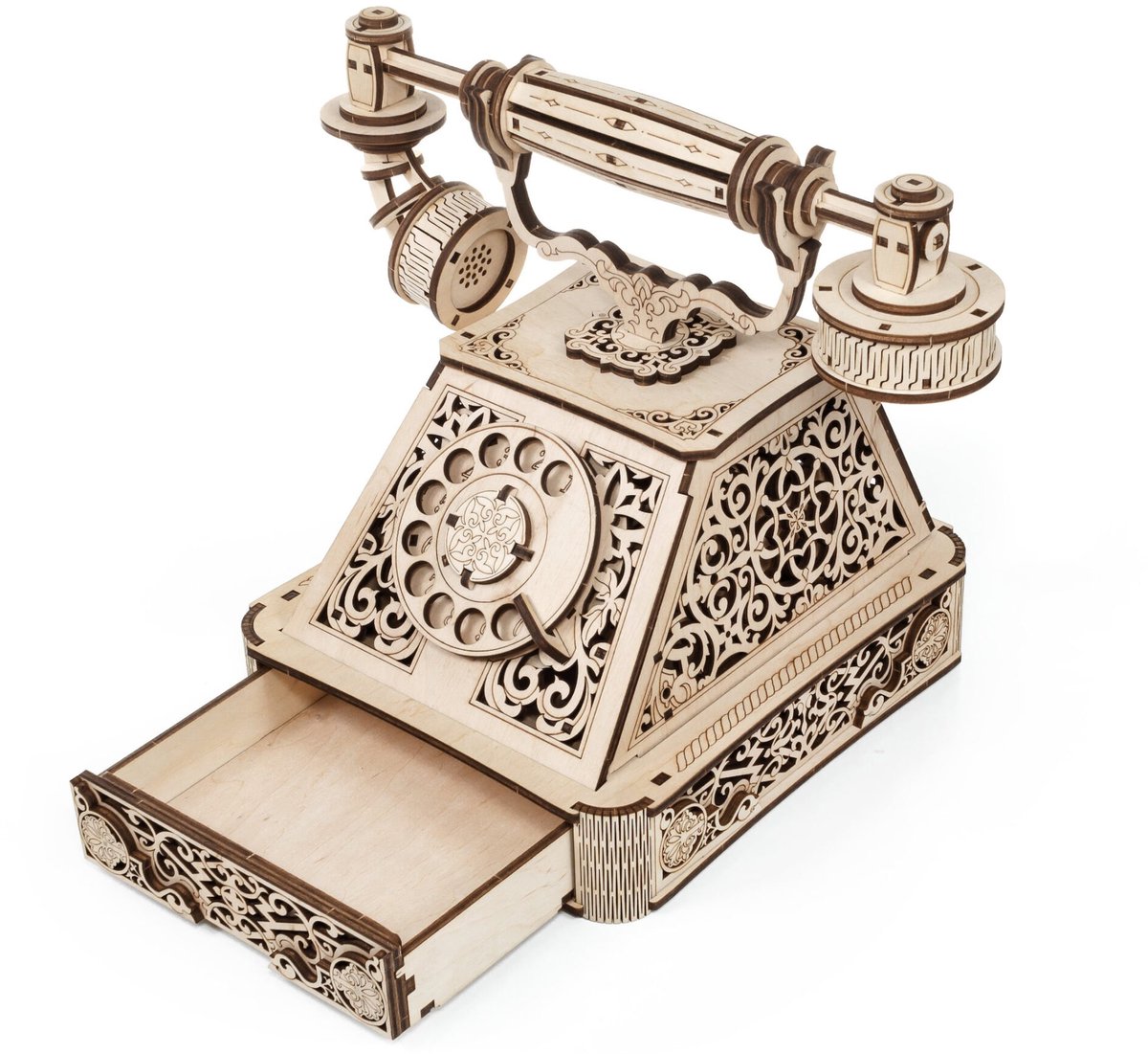 Eco\u0020Wood\u00203D\u0020Houten\u0020Retro\u0020Telefoon\u0020DIY\u0020Modelbouw