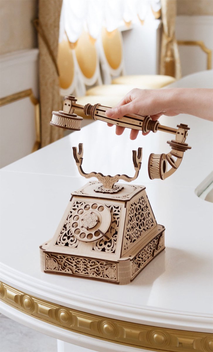 Eco\u0020Wood\u00203D\u0020Houten\u0020Retro\u0020Telefoon\u0020DIY\u0020Modelbouw