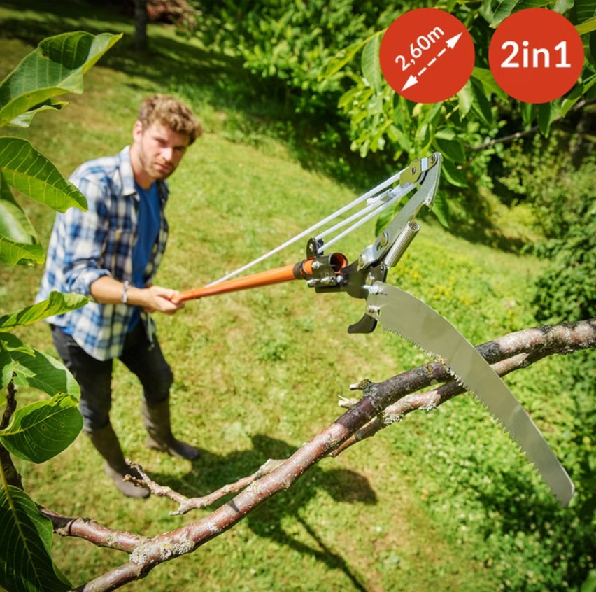 Telescopische\u0020Takkenzaag\u0020met\u0020Snoeischaar\u0020Oranje\u00202,60m