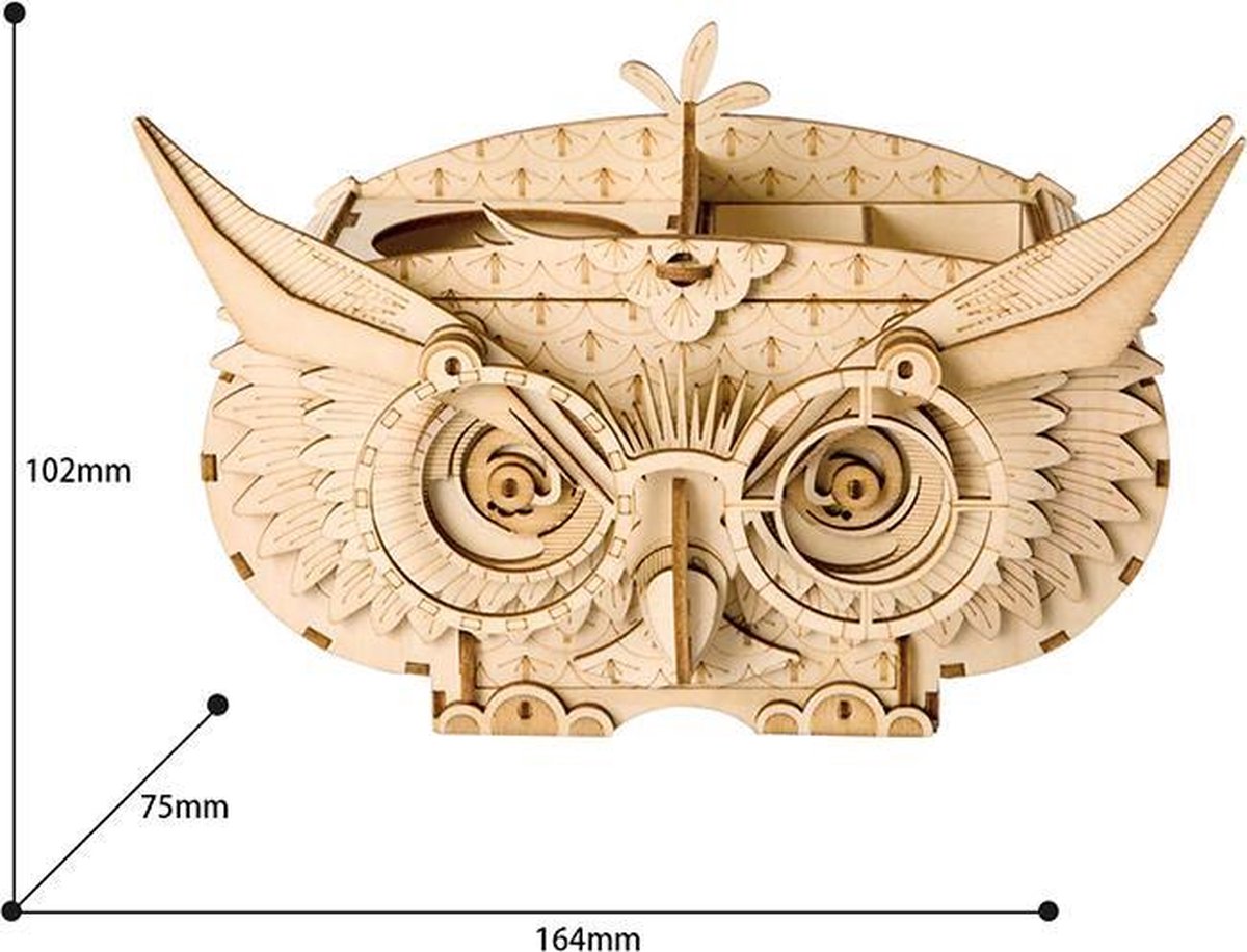 Robotime\u0020Luxe\u0020houten\u0020Pennenbak\u0020Uil\u0020Pennenhouder\u0020DIY\u0020Modelbouw\u0020Knutselen