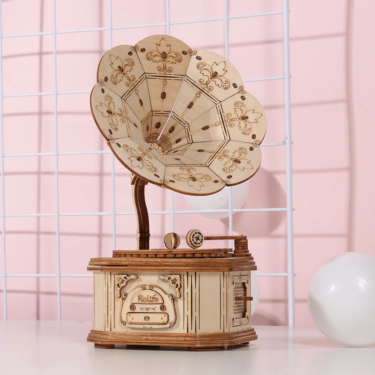 Robotime\u0020Grammafoonspeler\u00203D\u0020Puzzel\u0020DIY\u0020Modelbouw\u0020Knutselen
