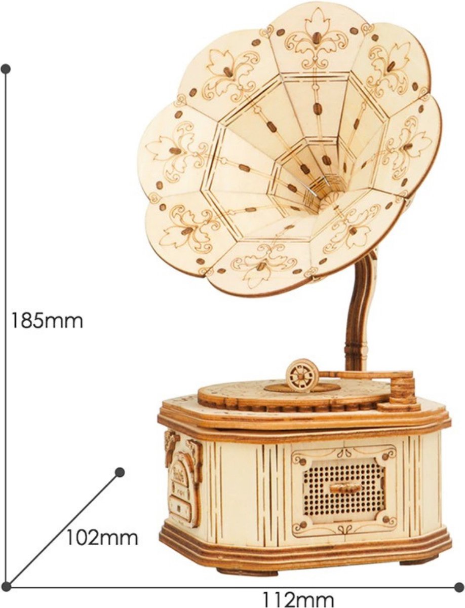 Robotime\u0020Grammafoonspeler\u00203D\u0020Puzzel\u0020DIY\u0020Modelbouw\u0020Knutselen
