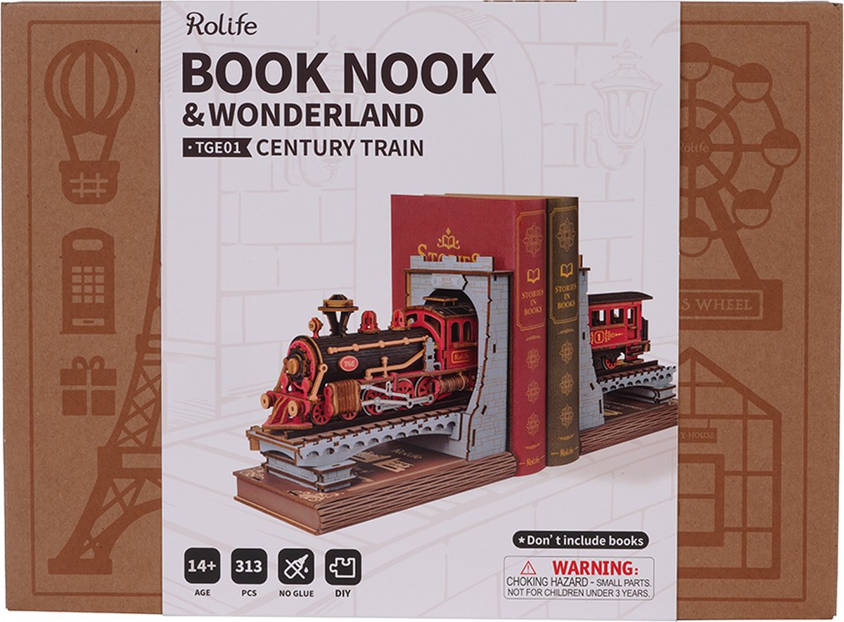 Robotime\u0020Century\u0020Train\u0020Boekensteun\u0020DIY\u0020Modelbouw
