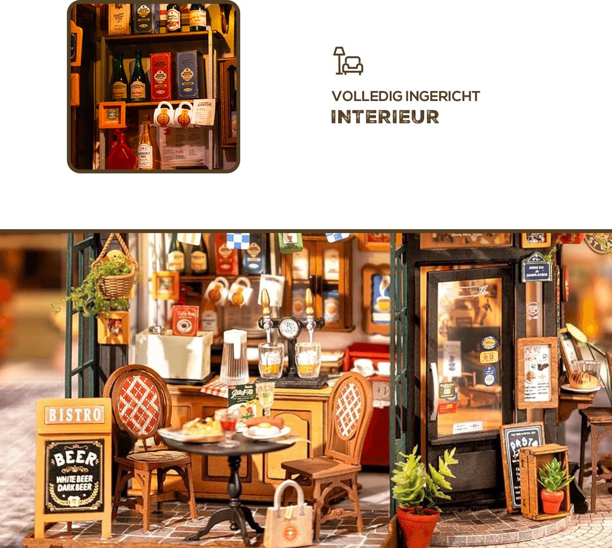 Robotime\u0020Tipsy\u0020Restaurant\u0020Miniatuurhuisje\u0020Bouwpakket\u0020Modelbouw
