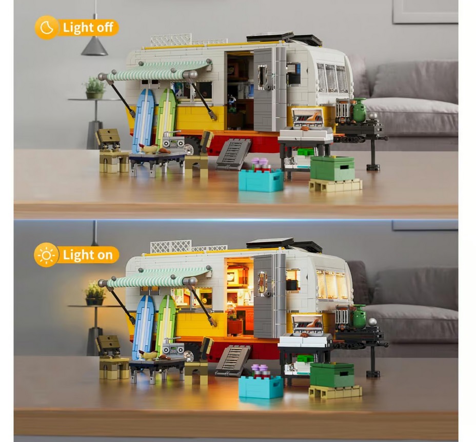 LUMIBRICKS\u0020Travel\u0020Trailer\u0020met\u0020LED\u002Dverlichting\u0020\u002D\u00201325\u0020onderdelen