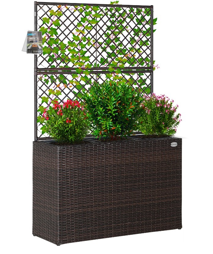Polyrattan\u0020Bloembak\u0020met\u0020Latwerk\u0020Bruin Polyrattan\u0020Bloembak\u0020met\u0020Latwerk\u0020Bruin