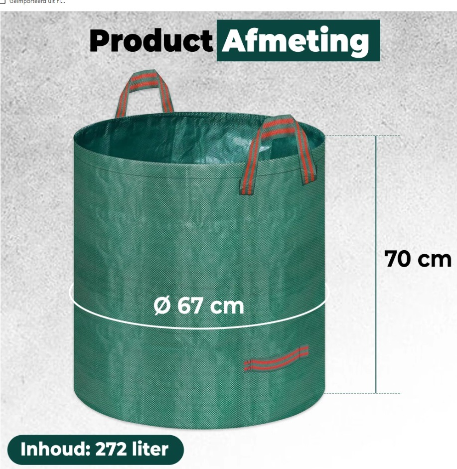 Tuinafvalzak\u0020272\u0020liter\u0020Duurzaam\u0020Herbruikbaar\u0020Scheurvast\u0020rond\u002067\u0020cm\u0020x\u002070\u0020cm\u0020hoog\u0020\u002D\u0020Groen