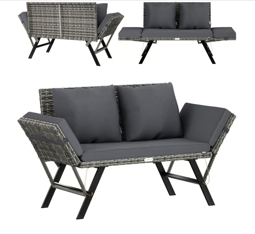 Polyrotan\u0020Tuinbank\u0020Grijs\u0020176x56x81cm\u0020Binnen\u0020of\u0020Buiten\u0020gebruik