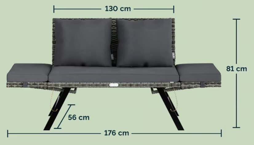 Polyrotan\u0020Tuinbank\u0020Grijs\u0020176x56x81cm\u0020Binnen\u0020of\u0020Buiten\u0020gebruik