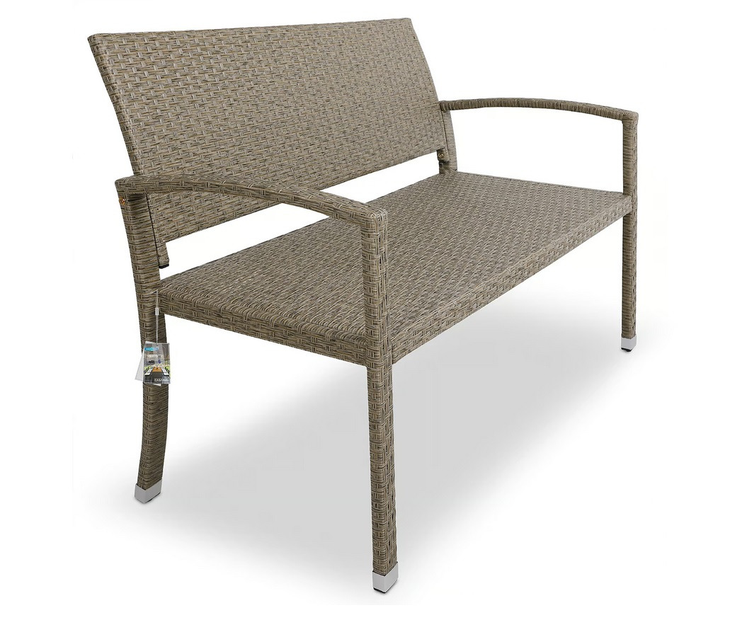 Polyrattan\u0020Tuinbank\u0020Cr\u00E8me\u002DBeige\u0020122x87x60cm