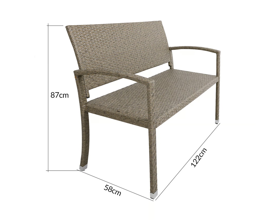 Polyrattan\u0020Tuinbank\u0020Cr\u00E8me\u002DBeige\u0020122x87x60cm