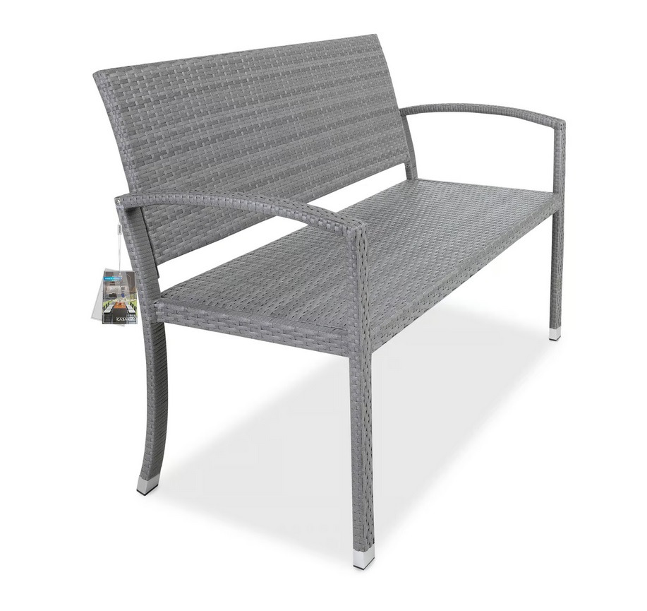 Polyrattan\u0020Tuinbank\u0020Grijs\u0020122x87x60cm