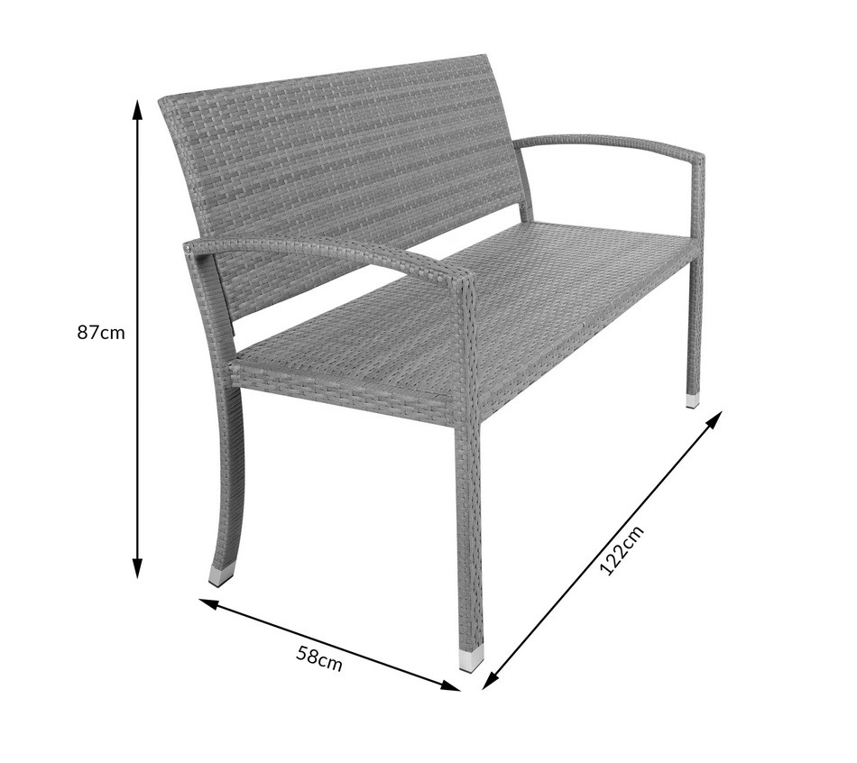 Polyrattan\u0020Tuinbank\u0020Grijs\u0020122x87x60cm
