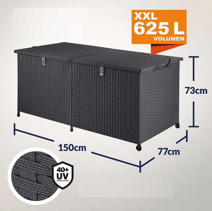 Tuinbox\u0020Polyrotan\u0020Kussenbox\u0020Zwart\u0020150x77x73cm\u0020met\u0020Wielen\u0020 Tuinbox\u0020Polyrotan\u0020Kussenbox\u0020Zwart\u0020150x77x73cm\u0020met\u0020Wielen\u0020