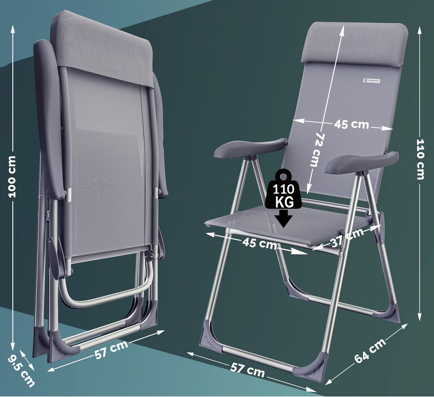 Tuinstoel\u0020Aluminium\u0020met\u0020Hoge\u0020Rugleuning\u0020Grijs\u0020Set\u0020van\u00202\u0020stuks