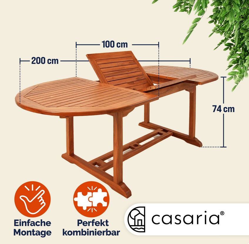 Tuintafel\u0020Vanamo\u0020uittrekbaar\u0020Eucalyptus\u0020150\u002D200x100x74cm\u0020FSC\u0020gecertificeerd