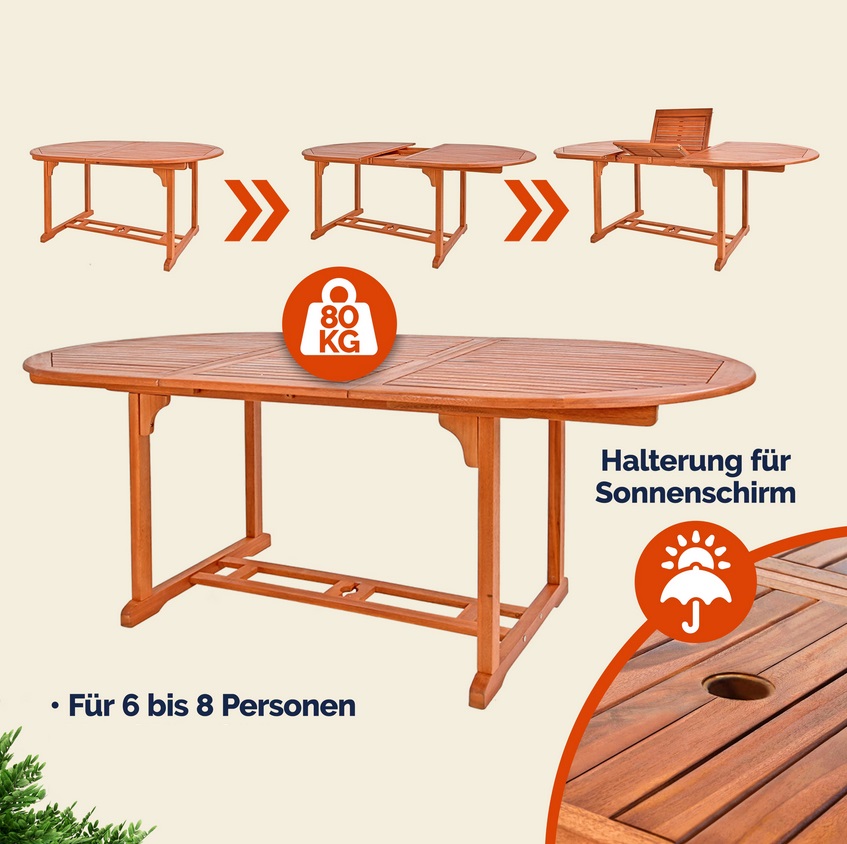 Tuintafel\u0020Vanamo\u0020uittrekbaar\u0020Eucalyptus\u0020150\u002D200x100x74cm\u0020FSC\u0020gecertificeerd