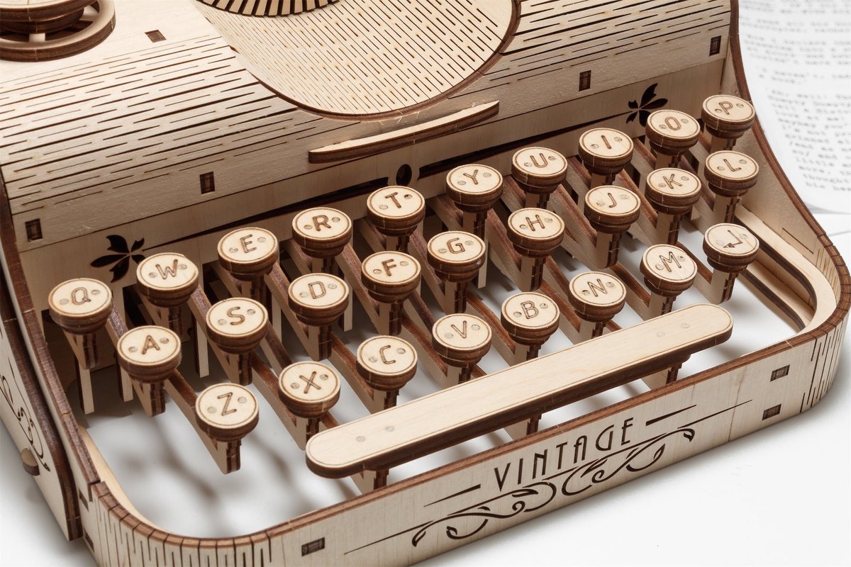 Eco\u0020Wood\u00203D\u0020Houten\u0020Vintage\u0020Typemachine\u0020DIY\u0020Modelbouw