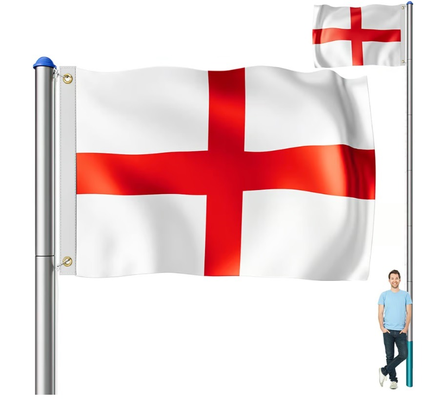 Aluminium\u0020vlaggenmast\u0020650cm\u0020incl\u0020Engeland\u002FUK\u0020vlag